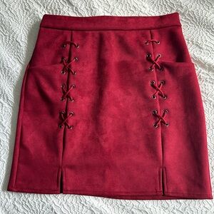 Suede burgundy skirt